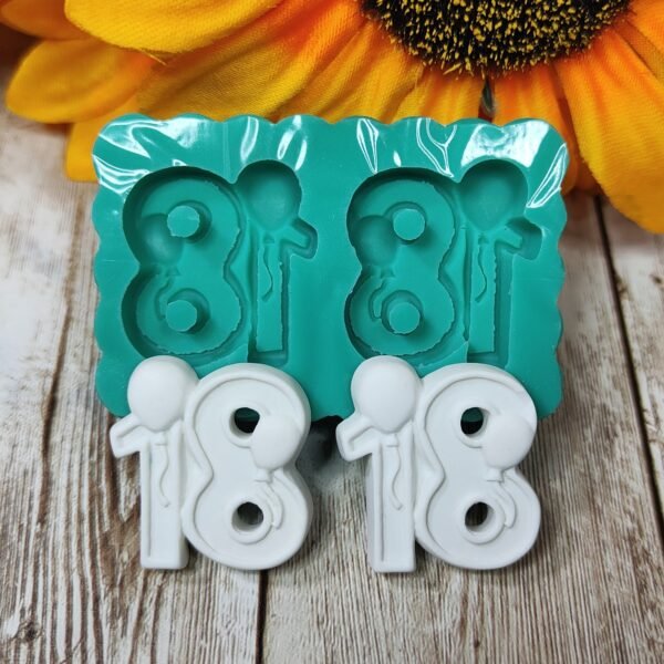 Stampo in silicone Numero 18 con palloncini per creazioni in resina, fimo e gesso