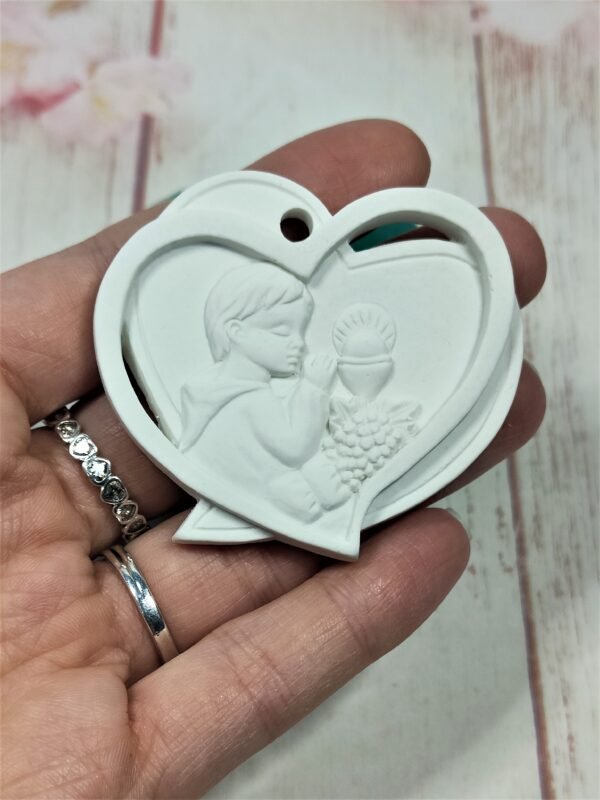 Stampo in silicone Comunione Bimbo cuore con eucarestia per creazioni in resina e gesso - immagine 9