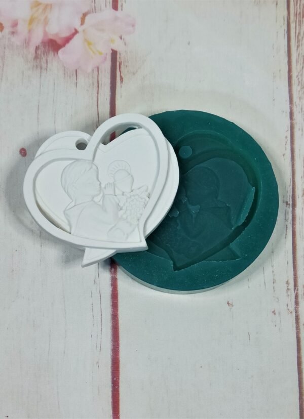 Stampo in silicone Comunione Bimbo cuore con eucarestia per creazioni in resina e gesso - immagine 10