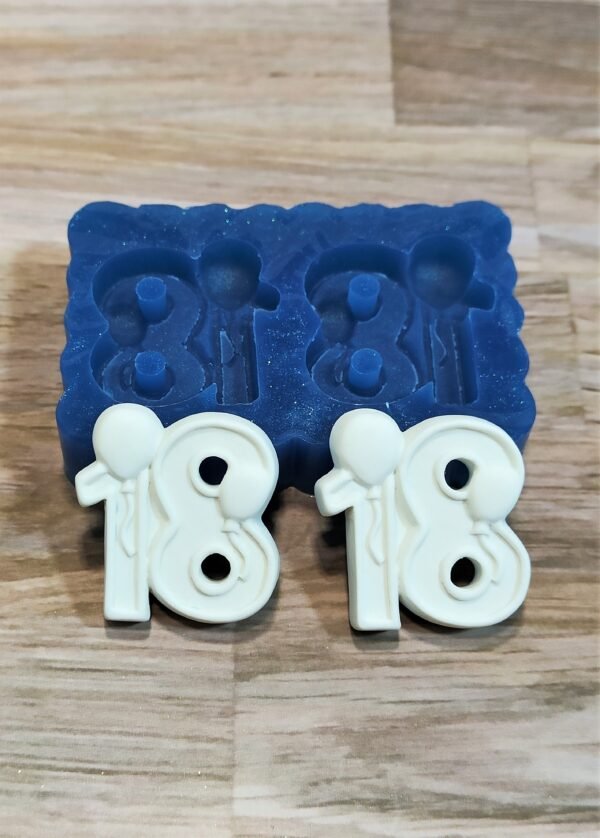 Stampo in silicone Numero 18 con palloncini per creazioni in resina, fimo e gesso - immagine 7