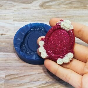 Stampo in silicone Base cameo Ovale con rose per creazioni in resina e fimo