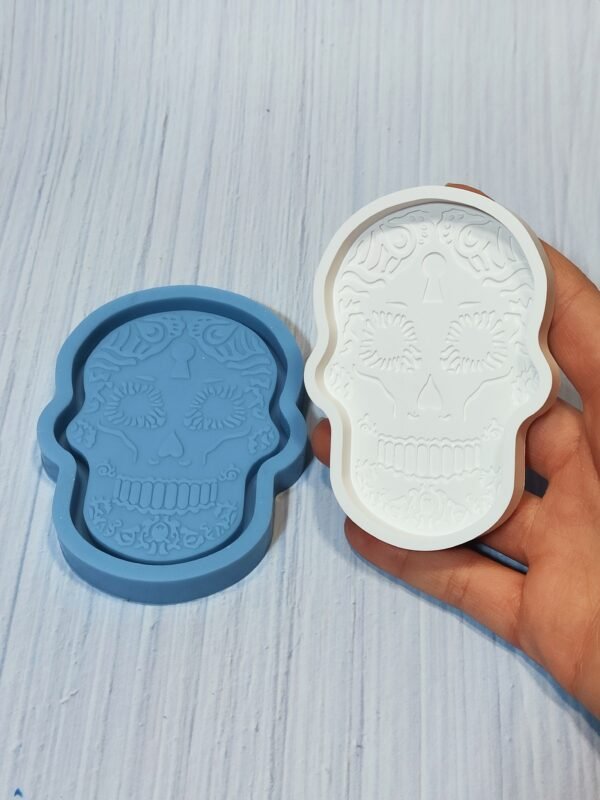 Stampo in silicone Teschio Messicano Vassoio Svuotatasche per creazioni in resine e gesso - immagine 5