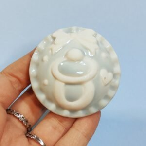 Stampo in silicone Ciuccio Bambino Medaglione con fiocco per creazioni in resina, fimo e gesso