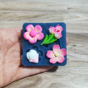 Stampo Fiori in silicone, set 4pz per creazioni in resina, fimo e gesso