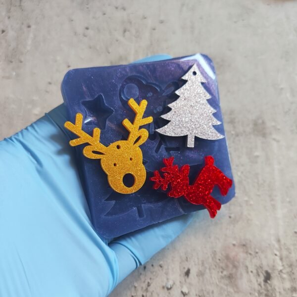 Stampo in silicone Soggetti natalizi Albero di Natale e renne per creazioni in resina e fimo - immagine 3