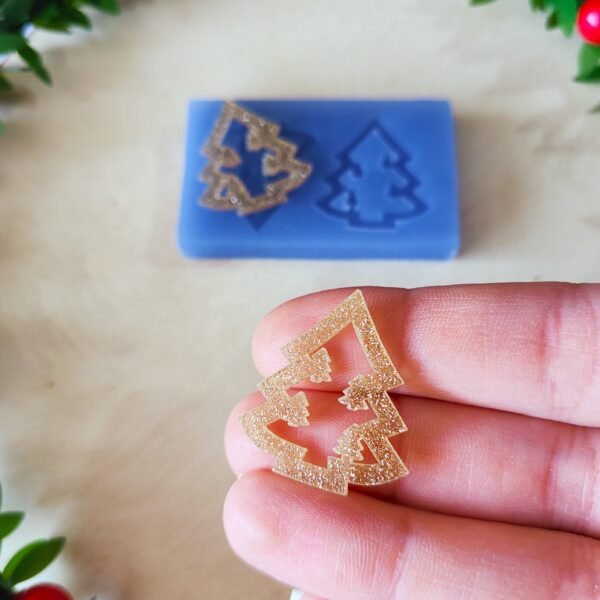 Stampo Albero di natale in silicone per Orecchini e ciondoli in resina e fimo - immagine 4