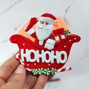 Stampo Babbo Natale su Slitta in silicone per creazioni in resina, fimo e gesso