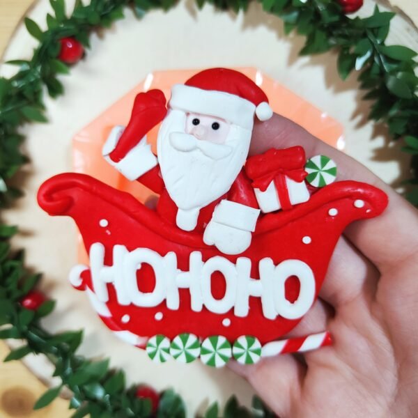 Stampo Babbo Natale su Slitta in silicone per creazioni in resina, fimo e gesso - immagine 7