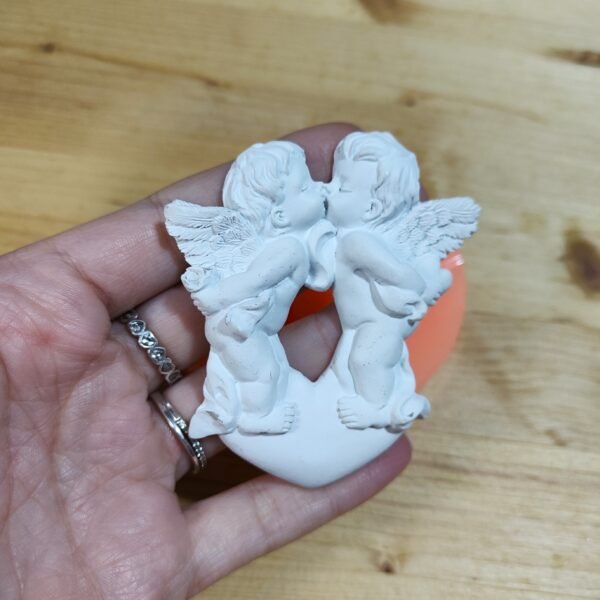 Stampo in silicone Angeli innamorati su cuore per creazioni in resina, gesso e fimo - immagine 7