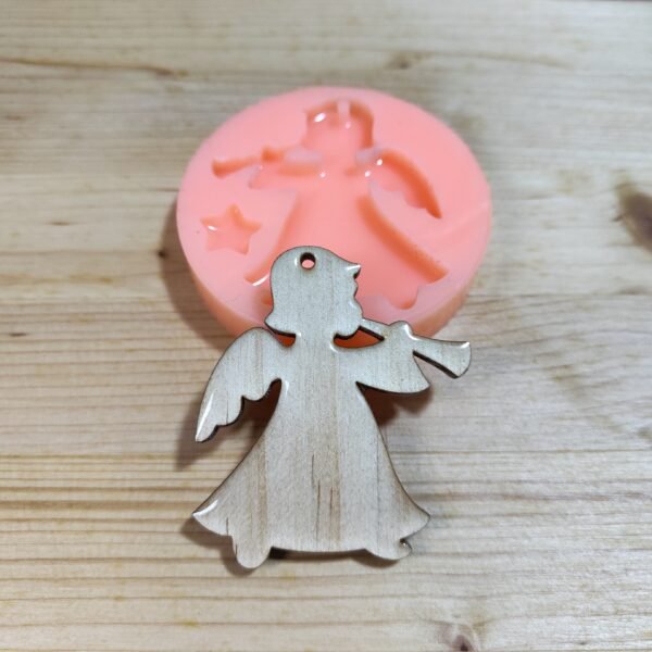 Stampo in silicone Angelo con tromba per creazioni in resina, gesso e fimo - immagine 4