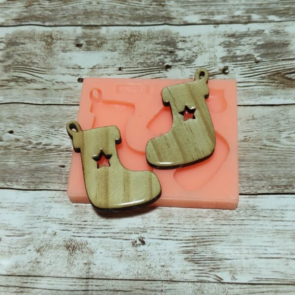Stampo in silicone Calze Natalizie 5 CM per creazioni in resina e fimo - immagine 2