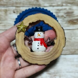 Stampo in silicone Pupazzo di neve su tronco per creazioni in resina e fimo