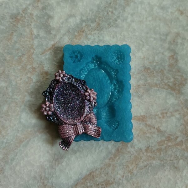 Stampo Base cameo floreale con fiocco in silicone 5x6cm per creazioni in resina, gesso, cera, sapone e paste polimeriche - immagine 8