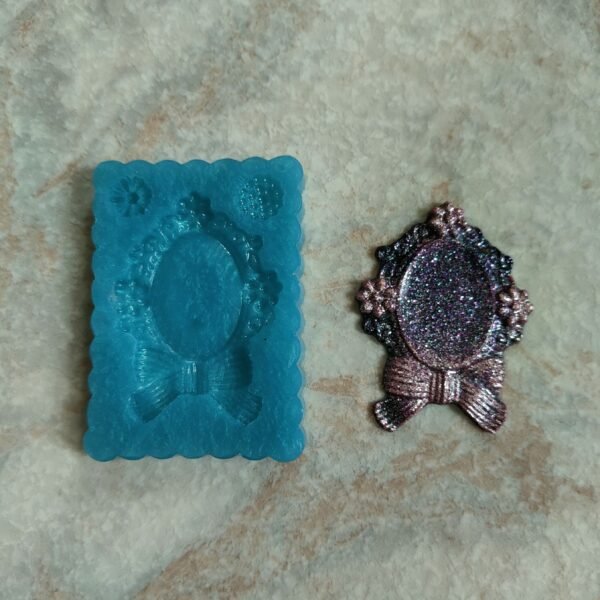 Stampo Base cameo floreale con fiocco in silicone 5x6cm per creazioni in resina, gesso, cera, sapone e paste polimeriche - immagine 10