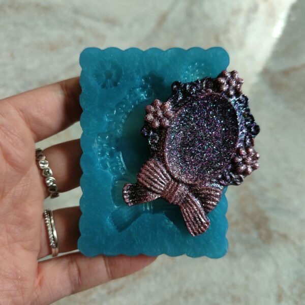 Stampo Base cameo floreale con fiocco in silicone 5x6cm per creazioni in resina, gesso, cera, sapone e paste polimeriche - immagine 11