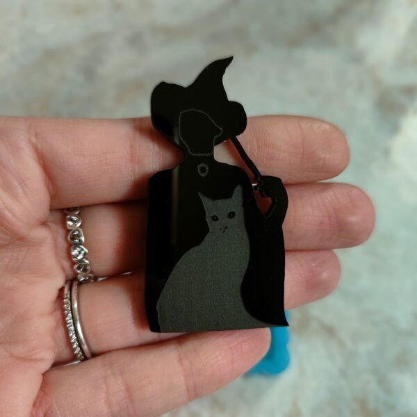 Stampo Strega con Gatto in silicone per creazioni in resina e paste polimeriche