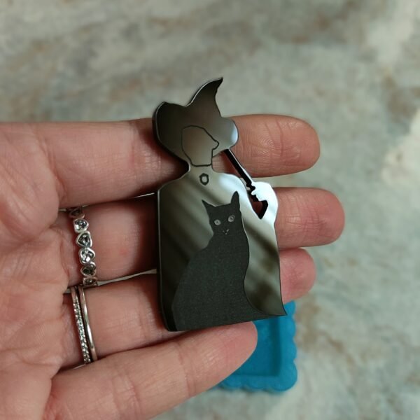 Stampo Strega con Gatto in silicone per creazioni in resina e paste polimeriche - immagine 5
