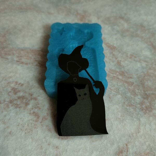 Stampo Strega con Gatto in silicone per creazioni in resina e paste polimeriche - immagine 7