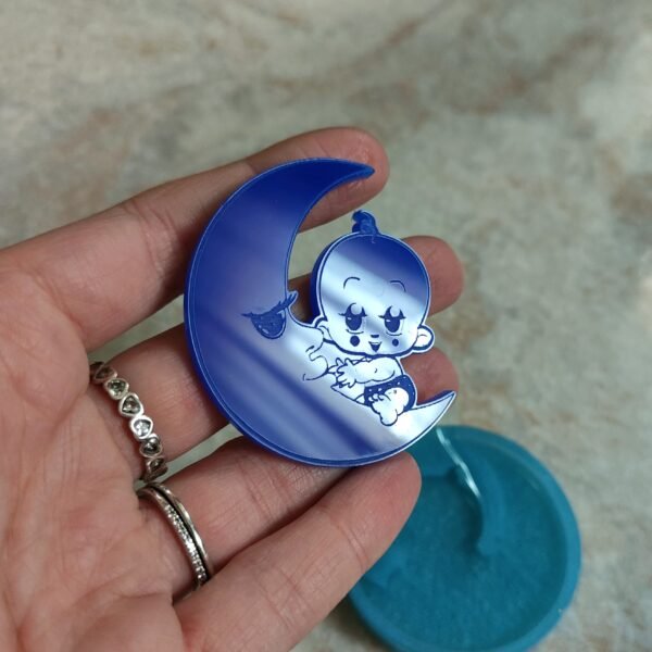 Stampo Bebè su luna in silicone 5 CM per creazioni in resina, paste polimeriche, gesso, cera e sapone - immagine 4