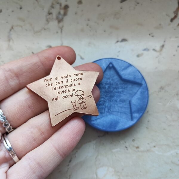 Stampo Piccolo Principe stella con frase 5 CM in silicone per creazioni in resina, gesso, paste polimeriche, cera e sapone