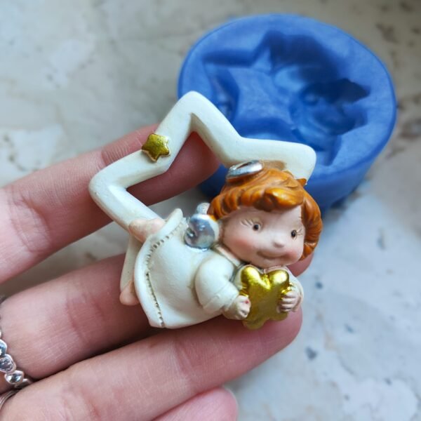 Stampo Angioletto su Stella 5 CM in silicone per creazioni in resina, gesso, sapone, cera e paste polimeriche
