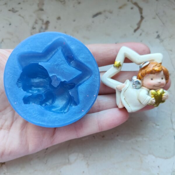 Stampo Angioletto su Stella 5 CM in silicone per creazioni in resina, gesso, sapone, cera e paste polimeriche - immagine 6