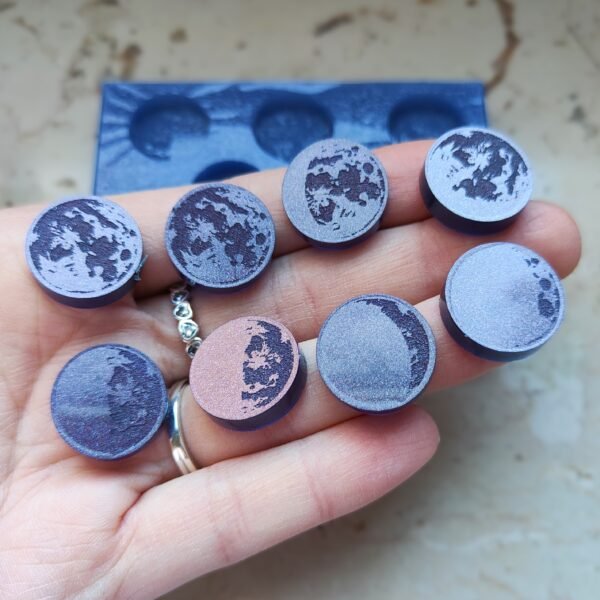 Stampo Fasi Lunari 2 CM in silicone per creazioni in resina, cera, paste polimeriche e gesso - immagine 5