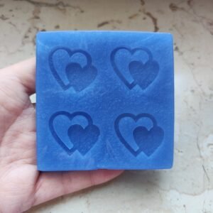 Stampo Cuore doppio 3CM 4pz in silicone per creazioni in resina, gesso, sapone, cera e paste polimeriche