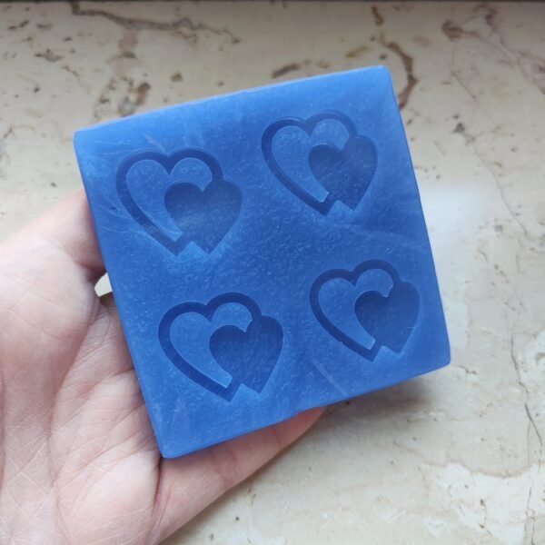 Stampo Cuore doppio 3CM 4pz in silicone per creazioni in resina, gesso, sapone, cera e paste polimeriche - immagine 5