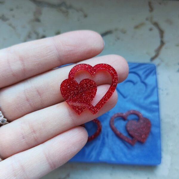 Stampo Cuore doppio 3CM 4pz in silicone per creazioni in resina, gesso, sapone, cera e paste polimeriche - immagine 9