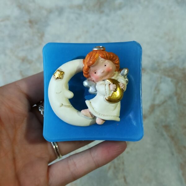 Stampo Angelo su Luna 5CM in silicone per creazioni in resina, paste polimeriche, gesso, cera e sapone