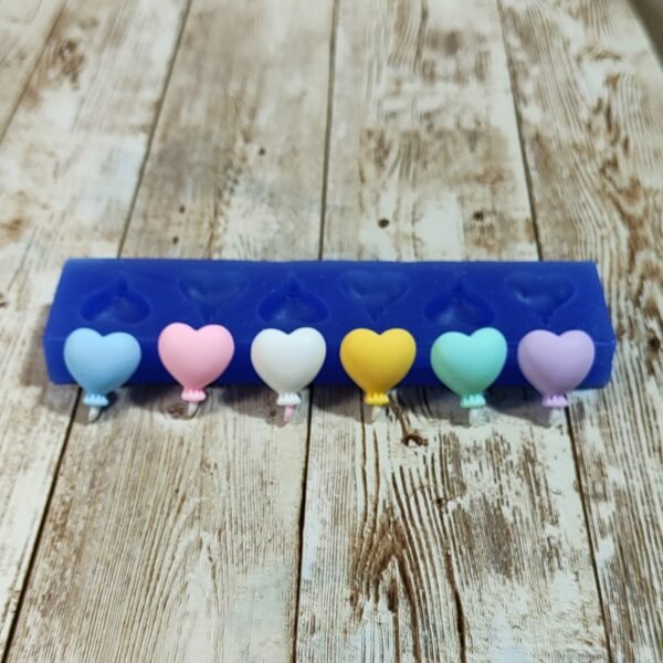 Stampo Palloncini Cuore 6pz 2CM in silicone per creazioni in resina, gesso, paste polimeriche, sapone e cera - immagine 4
