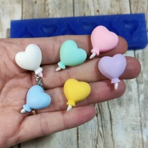 Stampo Palloncini Cuore 6pz 2CM in silicone per creazioni in resina, gesso, paste polimeriche, sapone e cera