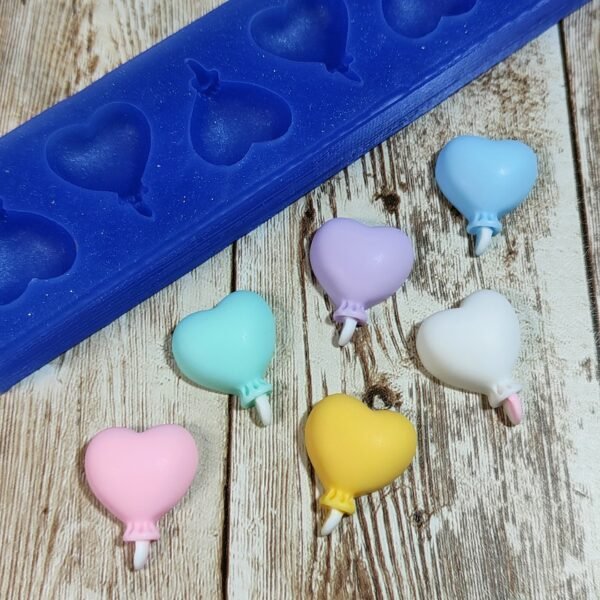 Stampo Palloncini Cuore 6pz 2CM in silicone per creazioni in resina, gesso, paste polimeriche, sapone e cera - immagine 8