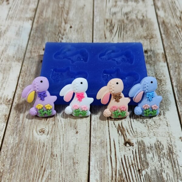 Stampo Conigli 4pz 3CM in silicone per creazioni in resina, gesso, paste polimeriche, cera e sapone - immagine 9