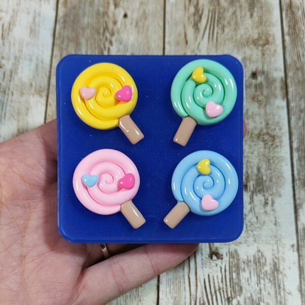 Stampo Lecca Lecca Lollipop 4pz 3CM in silicone per creazioni in resina, gesso, paste polimeriche, sapone e cera