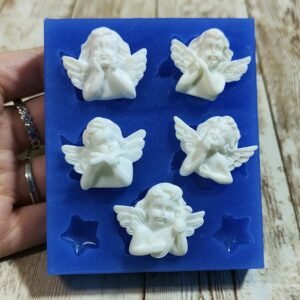 Stampo Angioletti Putti 5pcs 3cm in silicone per creazioni in resina, gesso, cera, sapone e paste polimeriche