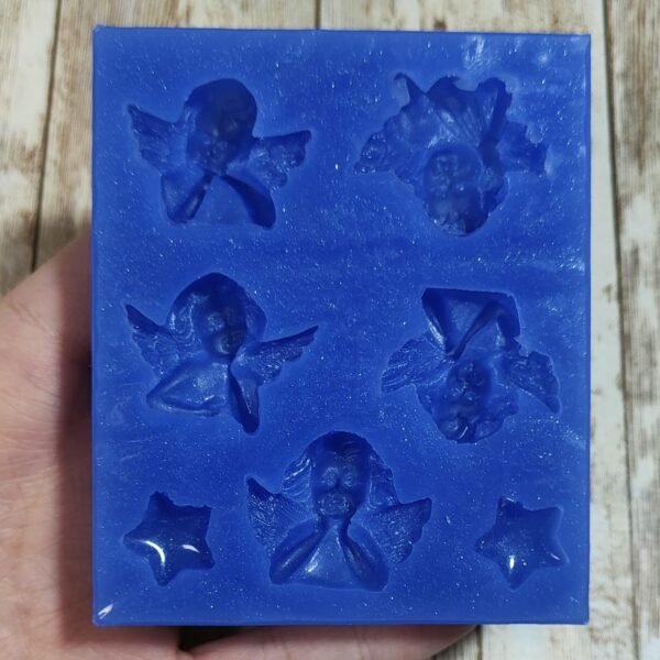 Stampo Angioletti Putti 5pcs 3cm in silicone per creazioni in resina, gesso, cera, sapone e paste polimeriche - immagine 5