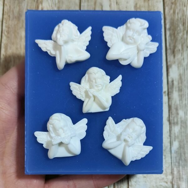 Stampo Angioletti Putti 5pcs 3cm in silicone per creazioni in resina, gesso, cera, sapone e paste polimeriche - immagine 7