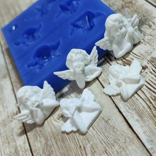 Stampo Angioletti Putti 5pcs 3cm in silicone per creazioni in resina, gesso, cera, sapone e paste polimeriche - immagine 8