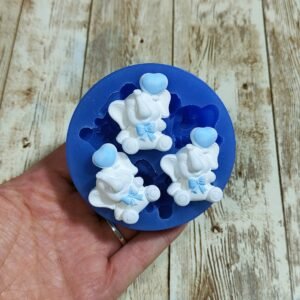Stampo Elefanti con Palloncino 3pz 3CM in silicone per creazioni in resina, gesso, sapone, cera e paste polimeriche