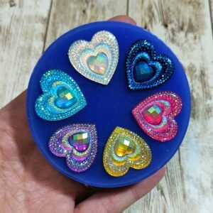 Stampo Cuori Sfaccettati 6pz 25mm in silicone per creazioni in resina, gesso, sapone, cera e paste polimeriche