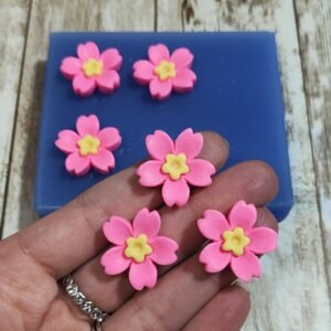 Stampo Fiori di Ciliegio 6pz 25mm in silicone per creazioni in resina, gesso, sapone, cera e paste polimeriche