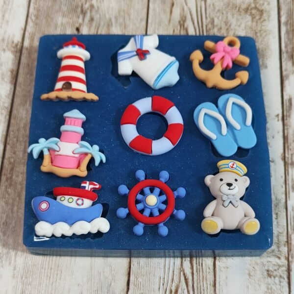 Stampo Set Bebè Giochi estivi in silicone 9pz 2-3 cm per creazioni in resina, gesso, sapone, cera e paste polimeriche - immagine 4