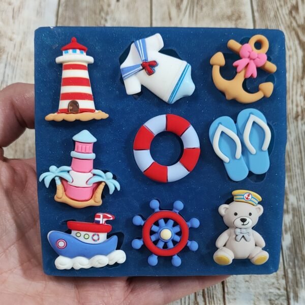 Stampo Set Bebè Giochi estivi in silicone 9pz 2-3 cm per creazioni in resina, gesso, sapone, cera e paste polimeriche - immagine 5