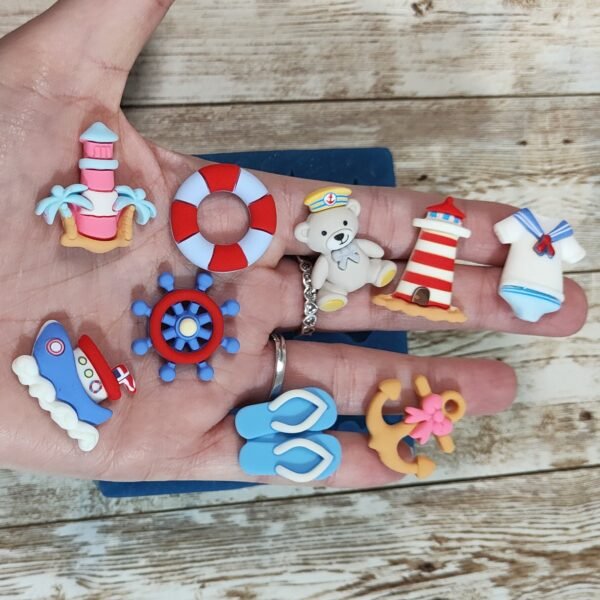 Stampo Set Bebè Giochi estivi in silicone 9pz 2-3 cm per creazioni in resina, gesso, sapone, cera e paste polimeriche - immagine 7