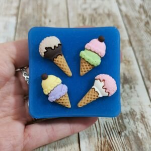 Stampo Cono Gelato 3CM 4pz in silicone per creazioni in resina, gesso, sapone, cera e paste polimeriche
