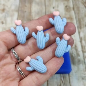Stampo Cactus con cuoricino 9px 3cm in silicone per creazioni in resina, gesso, sapone, cera e paste polimeriche