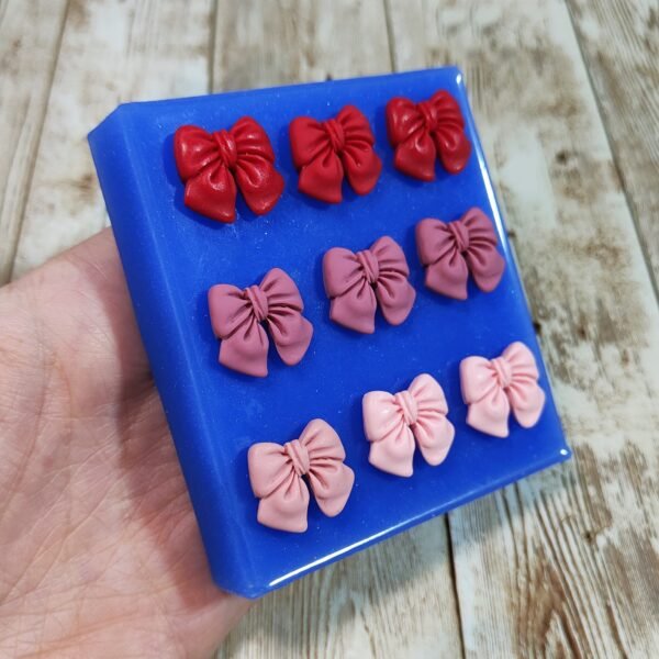 Stampo Fiocchi 9pz 2cm in silicone per creazioni in resina, gesso, sapone, cera e paste polimeriche - immagine 3