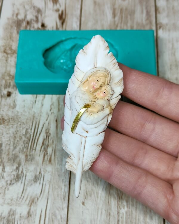 Stampo Natività su Piuma 9x3 cm in silicone per creazioni in resina, gesso, paste polimeriche, sapone e cera - immagine 2